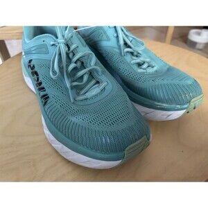 Hoka One One W Bondi 7 Blue Size 9.5 Running Shoes  Cushioned 1110519 AEBL Teal